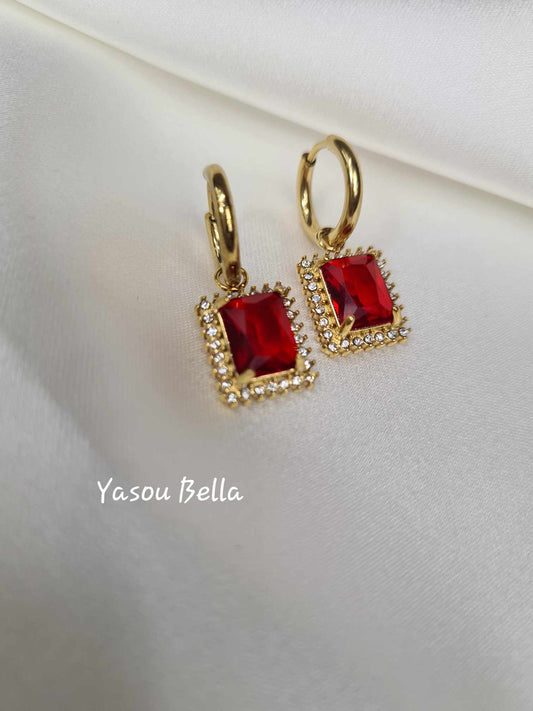 Boucles d'oreilles Orient Diamant Rouge